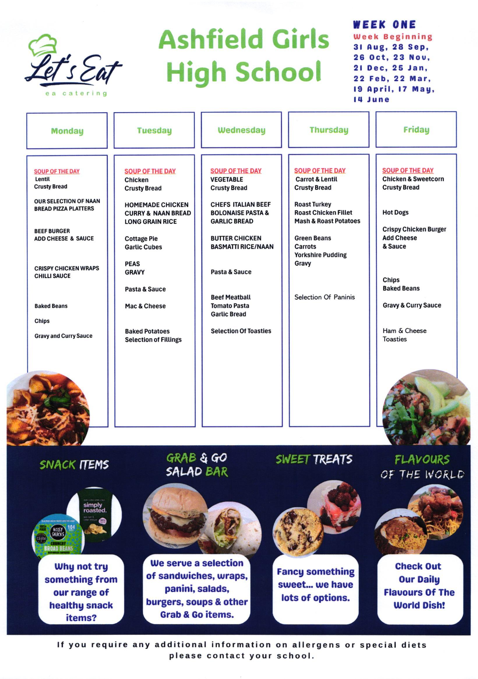 Canteen Menu Week 1