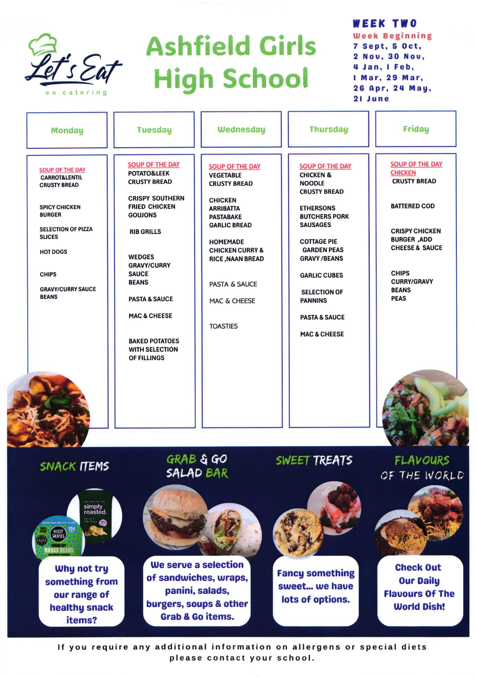 Canteen Menu Week 2