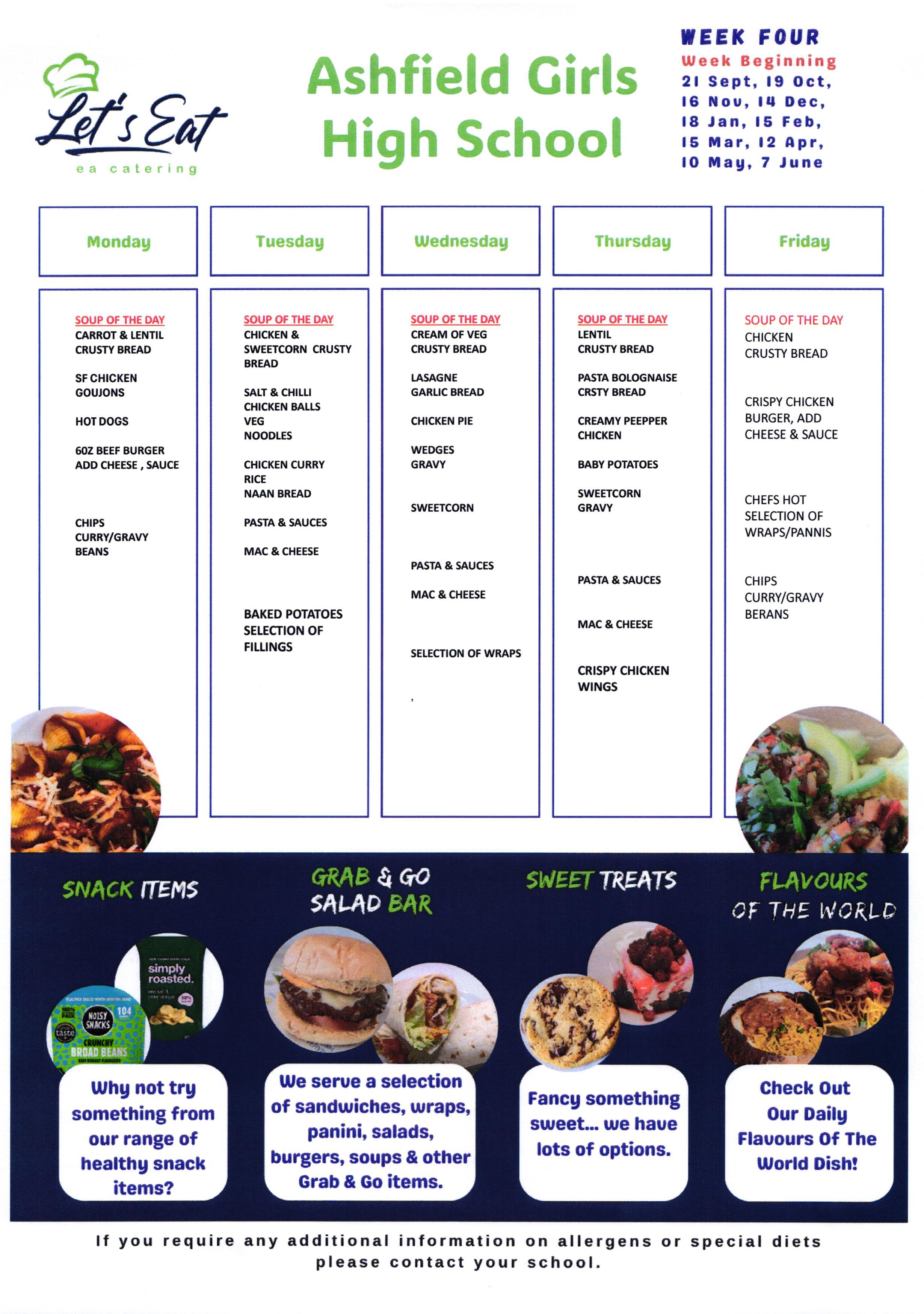 Canteen Menu Week 4